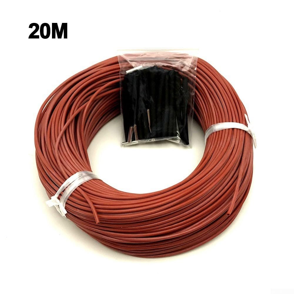 6K Carbon Fiber Floor Heating Cable - High-Efficiency Silicone Rubber Insulated Heating System (100M) for Comfortable and Even Heating(20M)