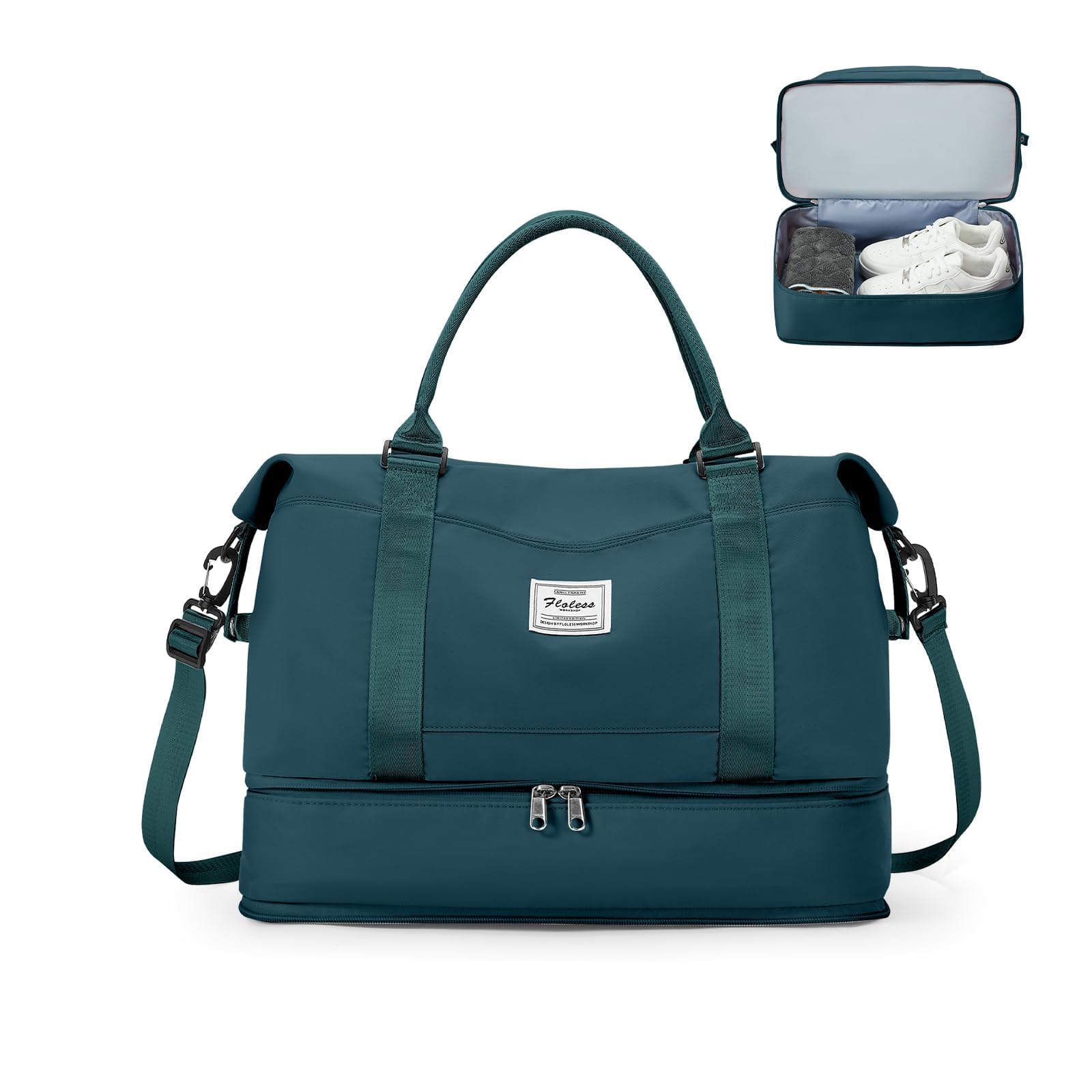 SEAFEW Bolsa de Viaje 40x20x25 para Ryanair,Impermeable Bolsa de Deporte para Gimnasio,Bolsa de Mano Equipaje de Fin de Semana 40x30x20 para Mujer,Bolso de Natación para Playa,D15-Gris Claro — view 10