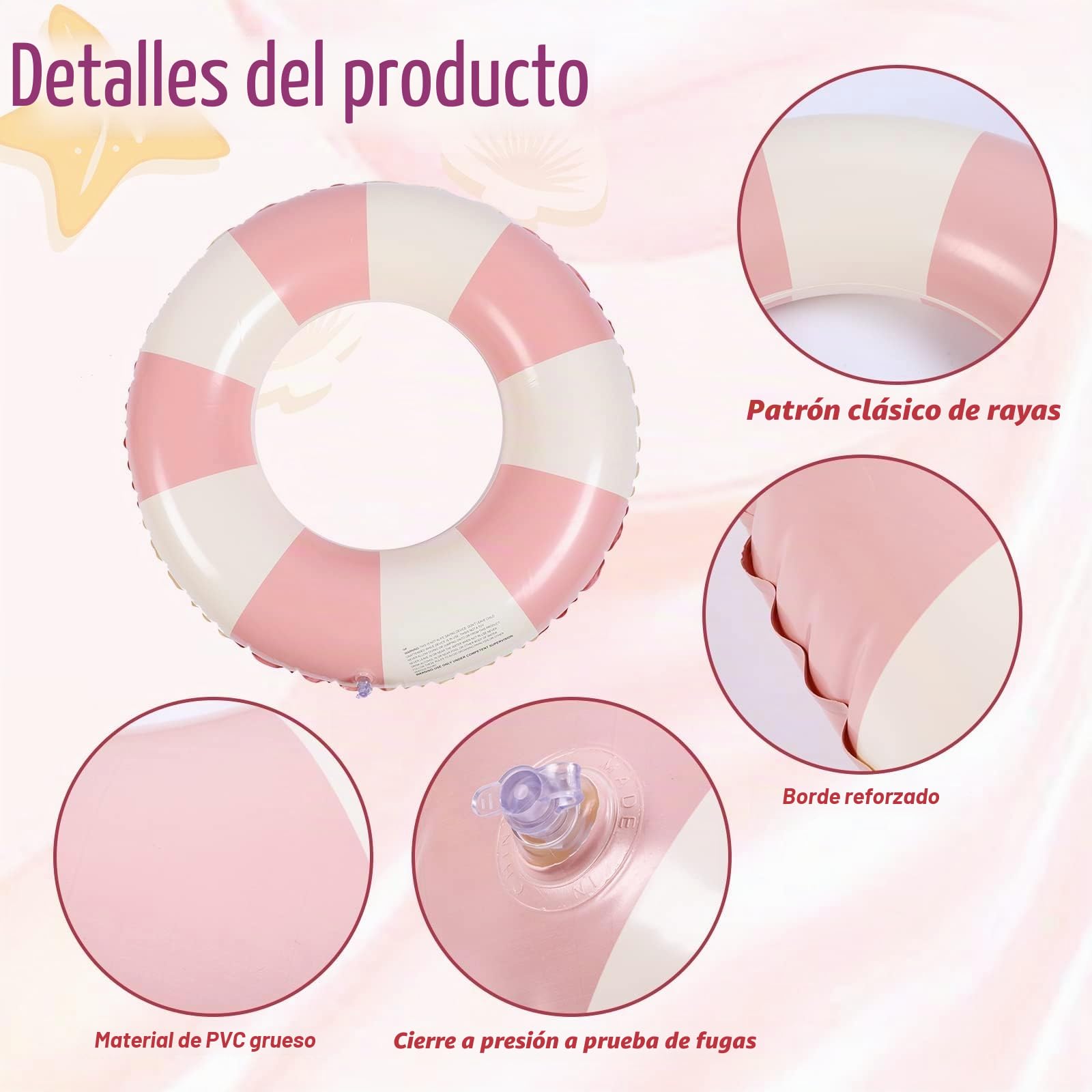 Anillo de natación Inflable, Vintage a Rayas Flotador Inflable, Flotadores de Piscina Flotante Anillo de Goma Flotante, para Piscinas de Verano y Playa para Adultos y Niños