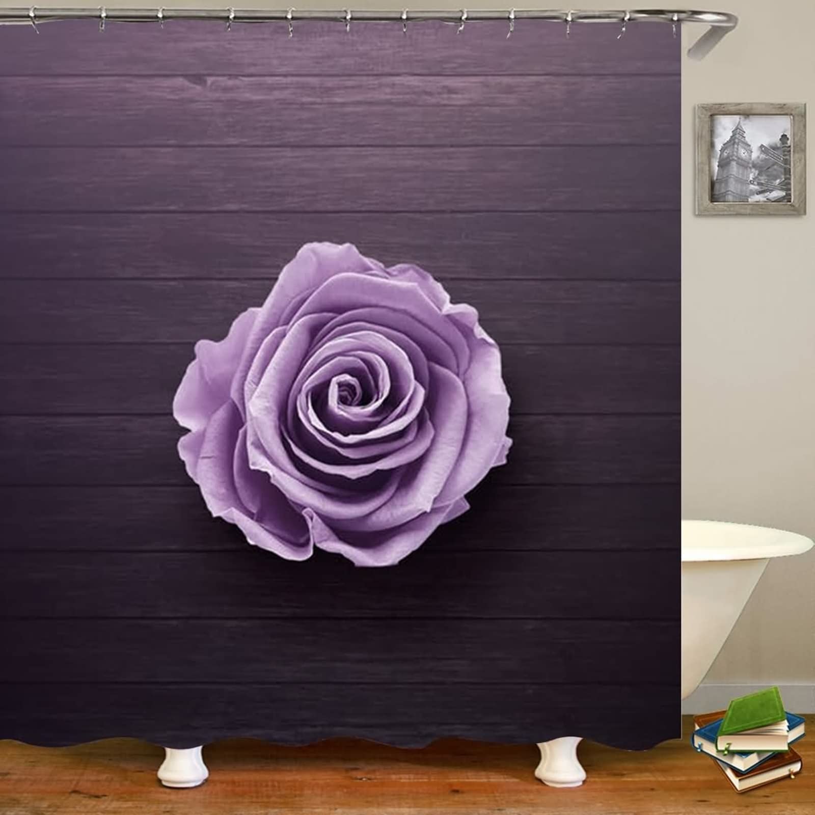 Rideau de douche KnSam contre les inondations de salle de bain, polyester imperméable rose mauve