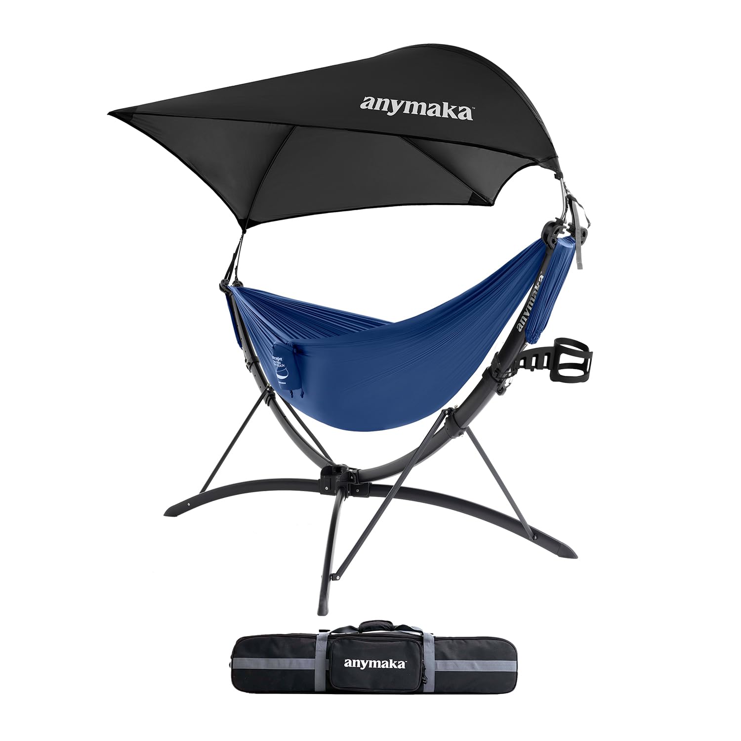 anymaka 3 Seconds Quick Setup Adjustable Portable Aluminum Alloy Hammock Stand for Outdoor Use in Chair Mode & Lounge Mode up to 105" - Capacity up to 550 lbs - Compact, Portable & Stable on All