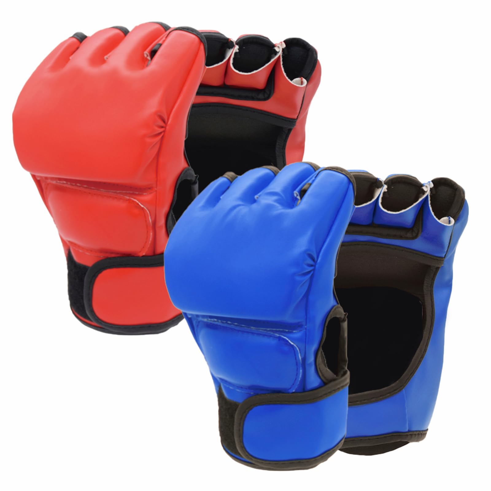 2 Paar Boxhandschuhe, Kickboxhandschuhe für Männer und Frauen, Anfänger, professionell, stoßfest, Leder, Sparring-Trainingshandschuhe, Set MMA-Handschuhe