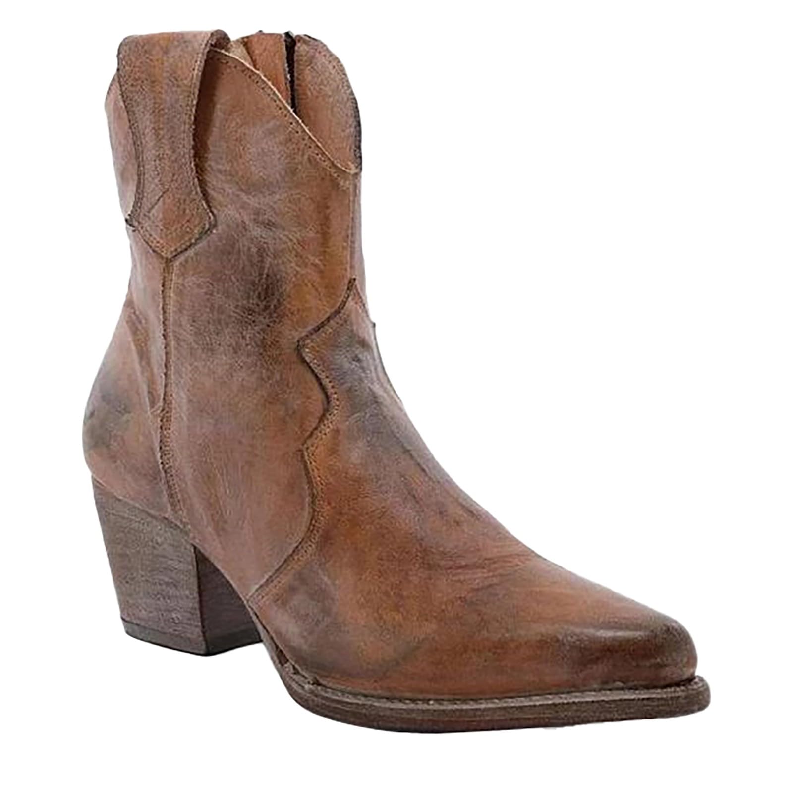 Damskie kowbojskie buty wygodne wsuwane z boku zamek błyskawiczny masywny obcas haftowane zachodnie kowbojka retro wysokie buty na imprezę tematyczną koncert country
