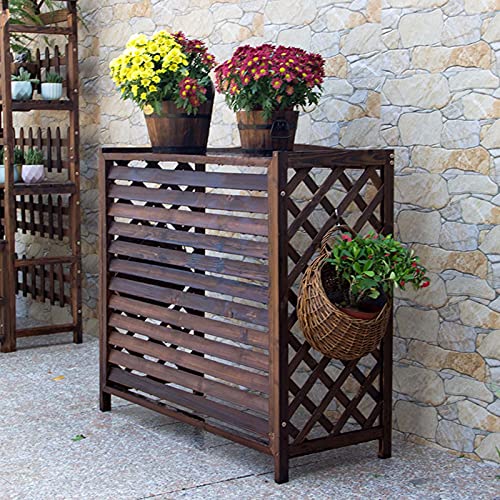 HRXQ Soporte para Plantas Balcon, Aire Acondicionado Al Aire Libre, Estante para Acondicionamiento, Puesto De Flores, Cubierta De Aire Acondicionado De Madera Maciza (Size : 115×54×95cm) Cover