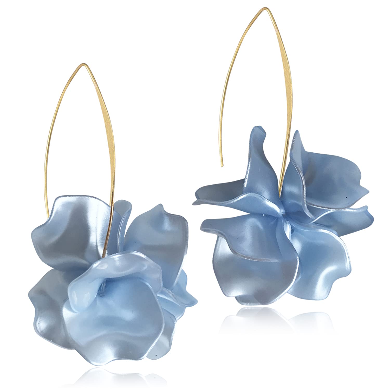 D.Rosse Boho Rose Petal Dangle Resin Earrings - Long Drop Acrylic Tiered Flower Earrings - Statement Exaggerated Floral Tassel Earrings for Women and