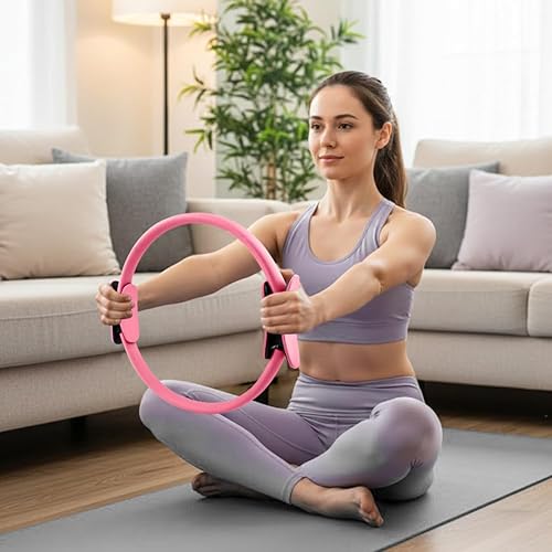 Miniatura 6 de Kit esencial de pilates para mujer, equipo de entrenamiento en casa de 14 piezas con anillo de bola circular de pilates, bandas de resistencia y