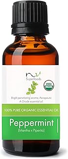 NV Superfoods Organic Peppermint Essential Oil - 1 Fl Oz - USDA Certified Organic, Non-GMO,Pure & Natural, Therapeutic Grade Oil for Diffuser, Skin, Nail & Hair Care & Home Essentials