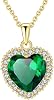 VONSSY Classic Heart Pendant Gemstone Necklace | Crystal Ruby Sapphire Emerald Birthstone Necklace | 18K Platinum Gold Plated Chain | Vintage Meaningful Silver Jewelry Gift for Mother Wife Girlfriend