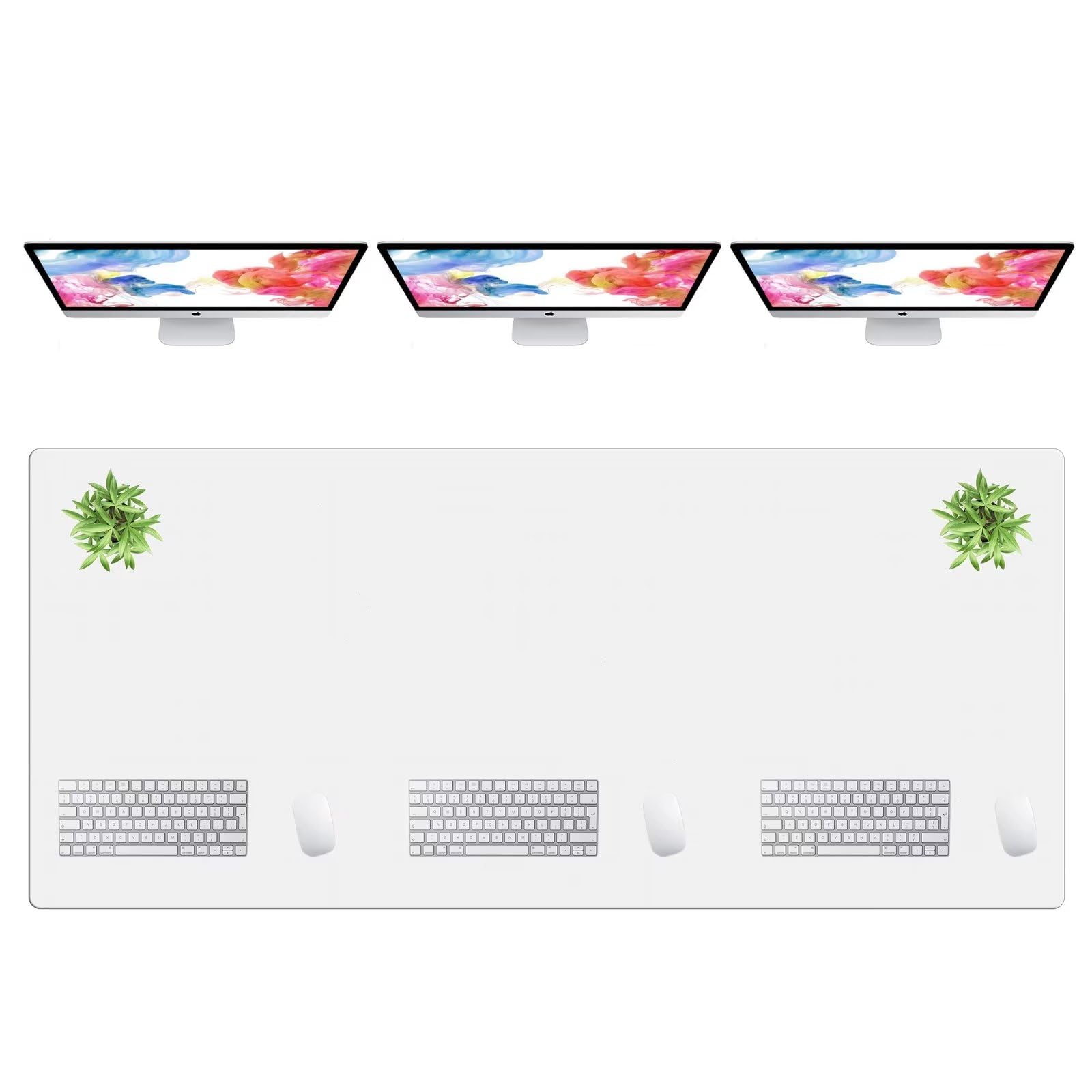 LL-COEUR Extra Large PU Leather Desk Mat Large Mouse Pad XXL Waterproof Table Mat Office Laptop Writing Pad (70.9 x 31.5 inch, White)