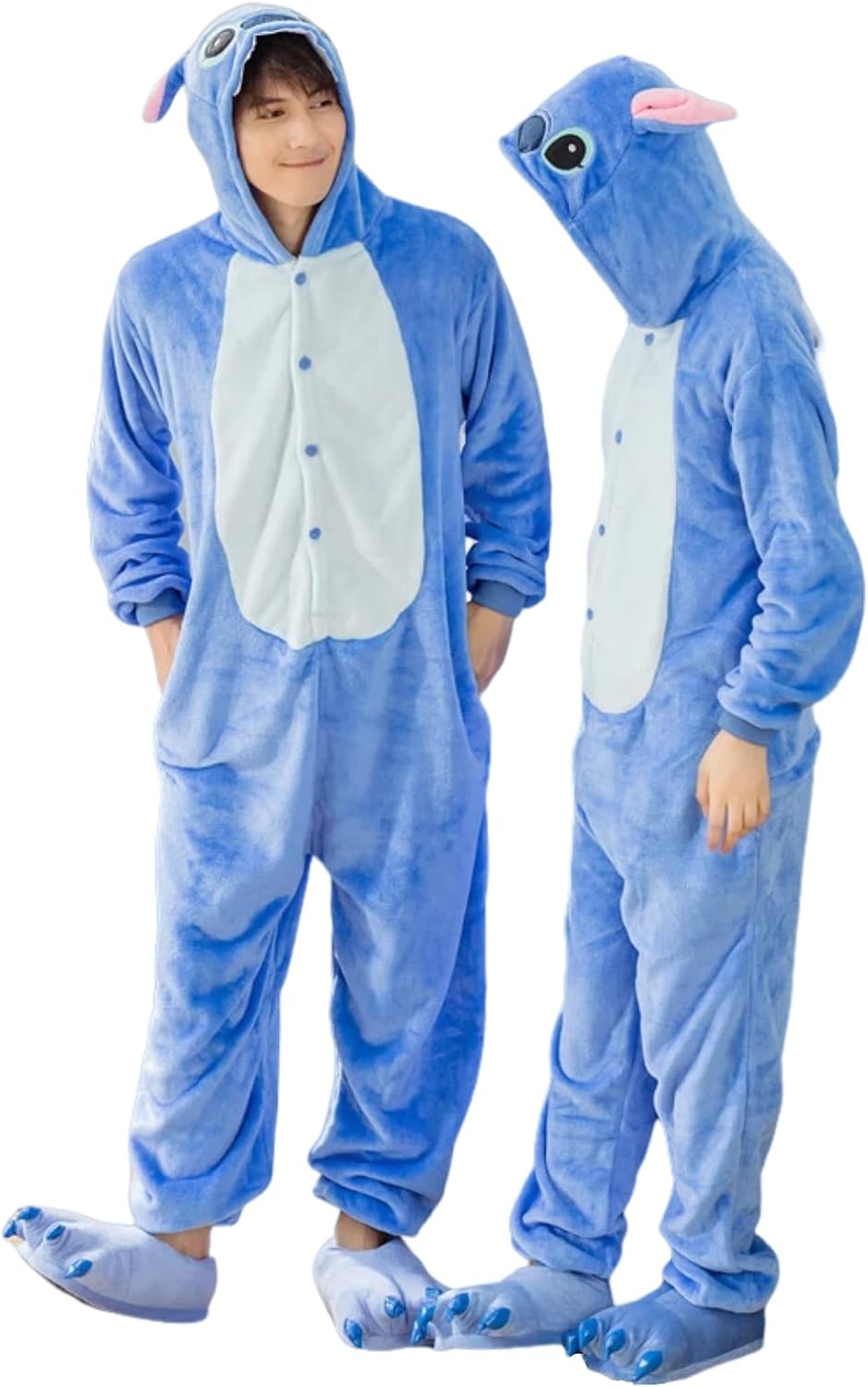 Unisex Adult Onesie Halloween Costume Plush Cosplay Christmas Pajamas Homewear (L, Blue)