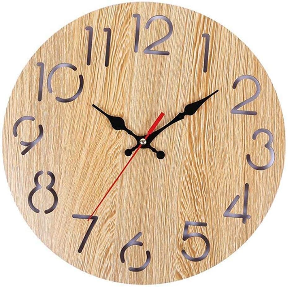 Outdoor Wall Clock, Garden Wall Clocks Outdoor Retro Outside Clocks Waterproof Vintage Garden Ornament Silent Non Ticking, Yellow