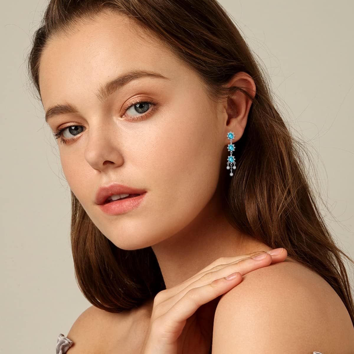 SISGEM Blue Turquoise Earrings with Feathers in Sterling Silver for Women,S925 Turquoise Gemstone Dangle Earrings Drop Piercing Jewelry Gifts for Birthday Christmas