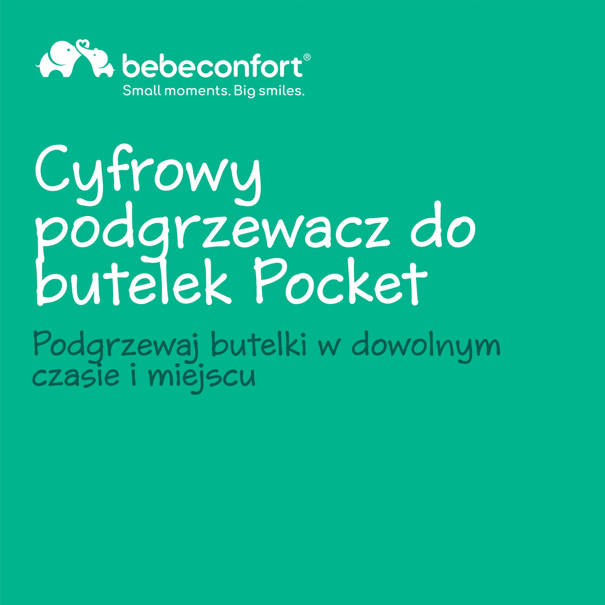 Bebeconfort Pocket Cyfrowy podgrzewacz do butelek, przenośny podgrzewacz do butelek, mały dł. 6,5 x szer. 6,5 x wys. 8 cm, lekki (280 g), cyfrowy wyświetlacz, wytrzymała bateria, regulacja temperatury