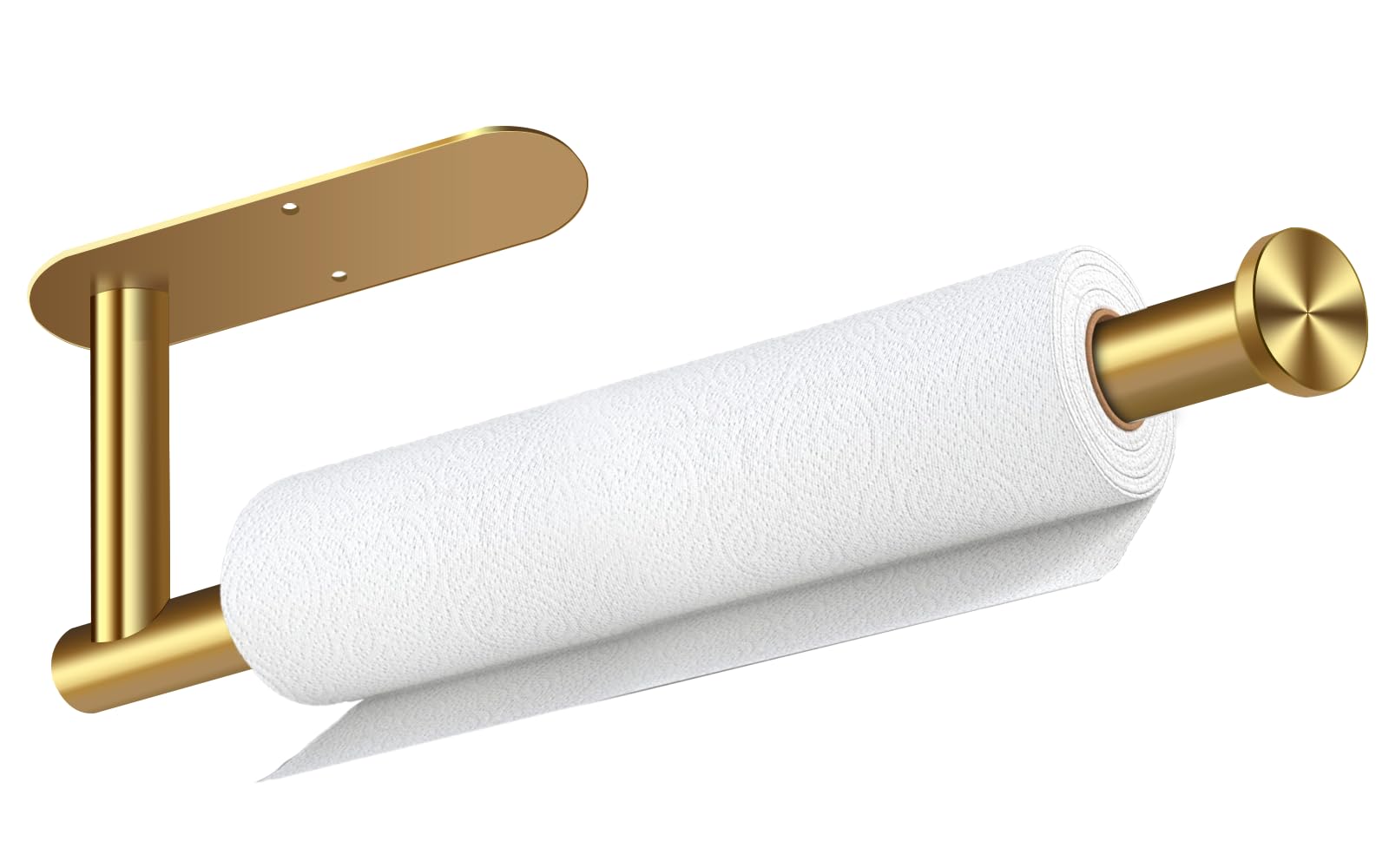 Bollove Paper Towel Holder, Self Adhesive or Drilling Paper Towel Holder Under Cabinet, Stainless Steel Paper Towel Holders Wall Mount for Kitchen, Bathroom, Sink, Pantry, Fridge (Gold) - racks and holders | Mubboo