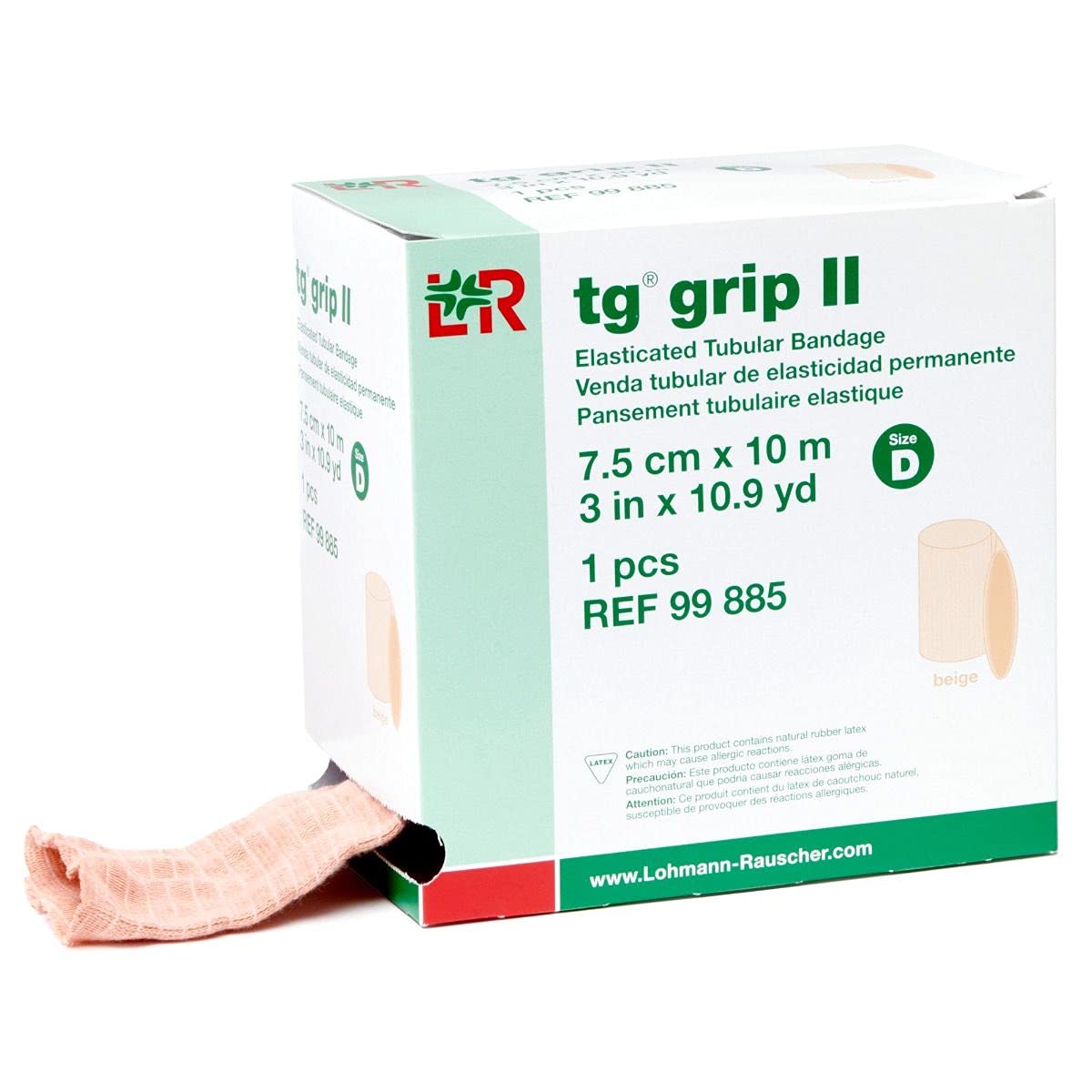 tg Grip II Elasticated Tubular Compression Bandage, Seamless Tube Stockinette Wrap for Retention, Lymphedema, & Swelling, Beige, Size D