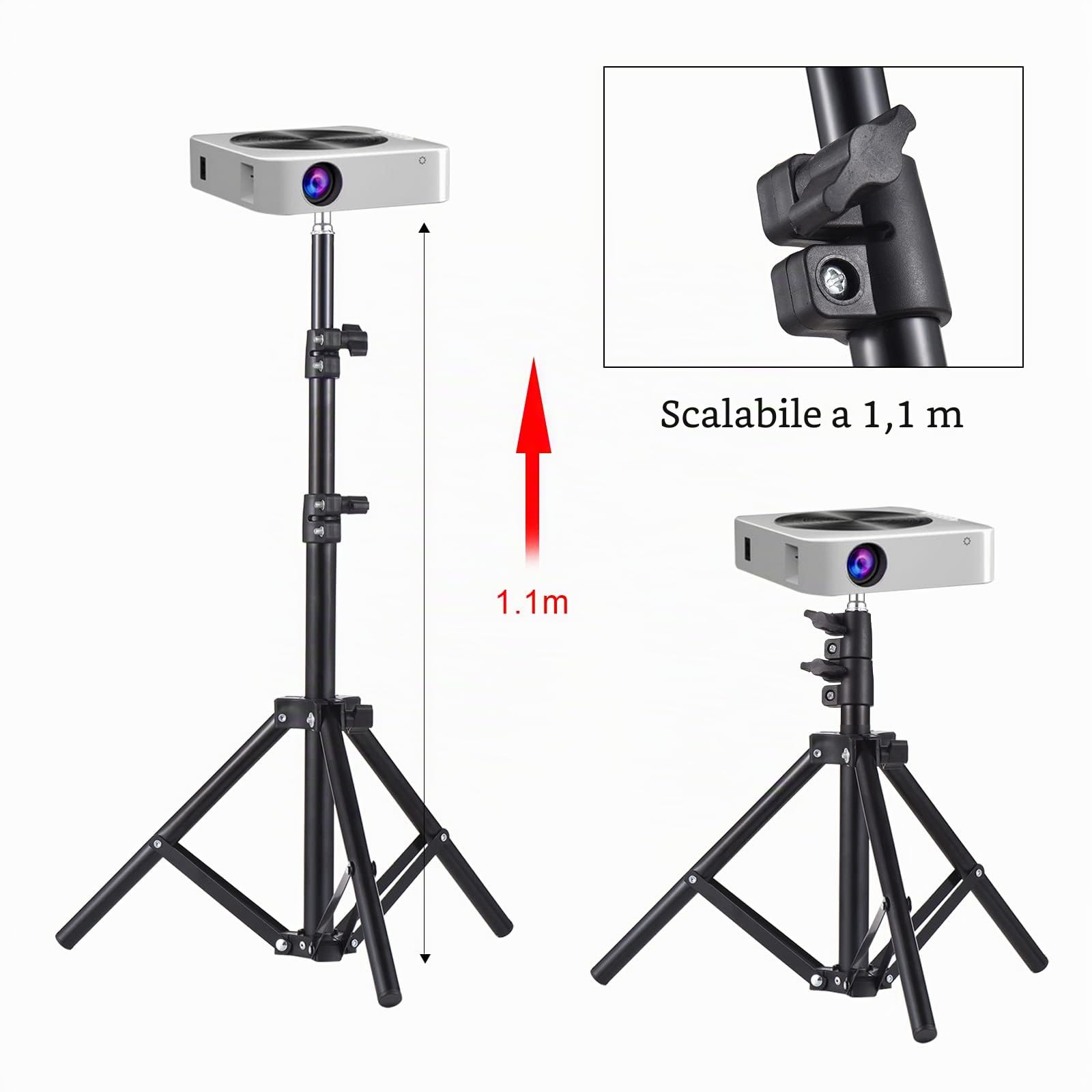 Universale Proiettore Treppiede Stand Lega di Alluminio Portatile Estensibile Titolare con 1 4 Interfaccia Regolabile Altezza per LCD