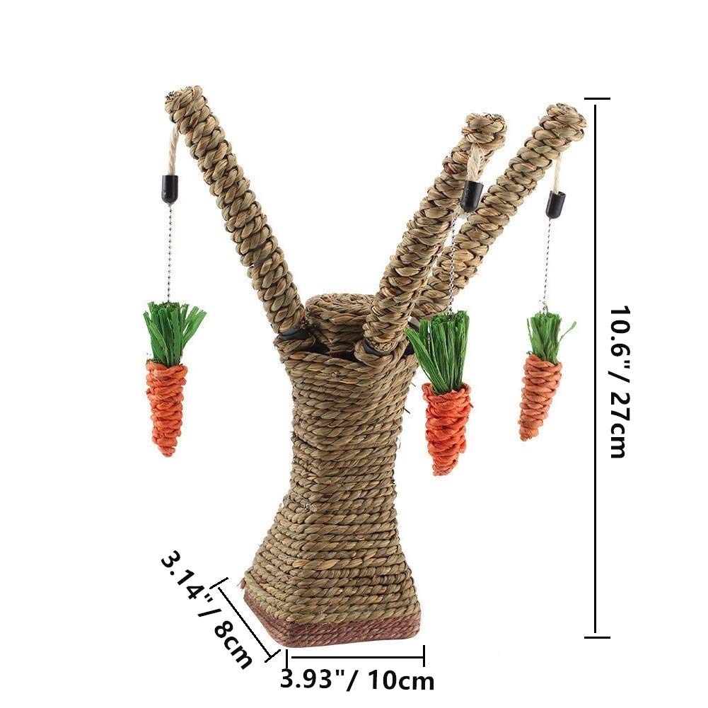 Litewoo Haustier Kletterbaum Spielzeug Rattan Gras Kratzbaum Häschen Spielzeug Klettergerüst Aktivitätszentrum mit Karotte für Katze Kaninchen Hamster Kleintierspielzeug