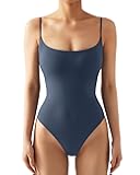 Women Sexy Square Neck Thong Bodysuit Backless Cami Bodysuit Top