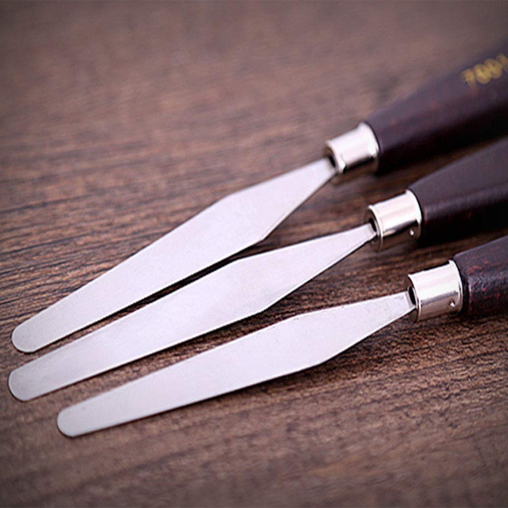 Scalpelli, Set di coltelli da Pittura in 3 Pezzi – Set di coltelli da Pittura for tavolozza in Acciaio Inossidabile Elasticizzato e Legno for mescolare Vernici Pittura a Olio acrilica
