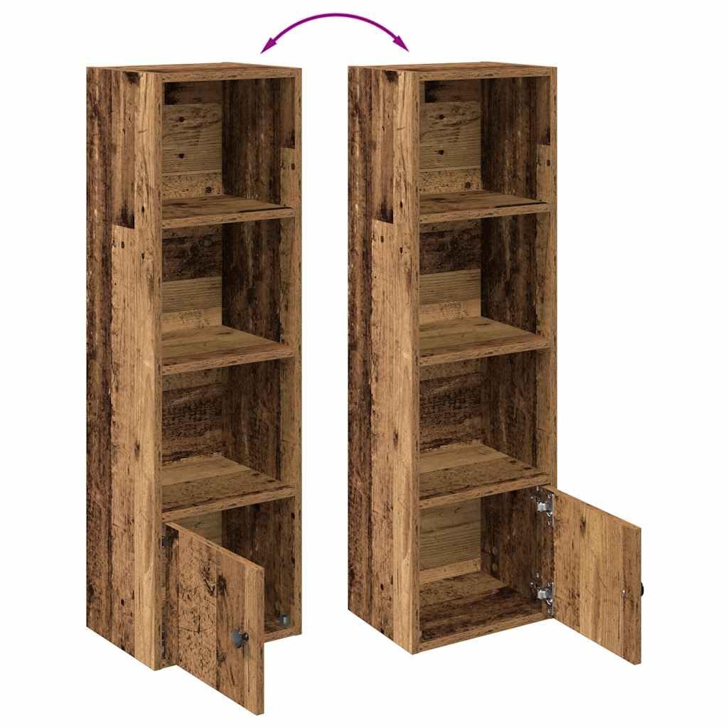 Librería con aspecto de madera envejecida, 31 x 24 x 102 cm, estantería estrecha con puerta, estantería versátil vintage para biblioteca, estantería, estantería baja, alto espacio de