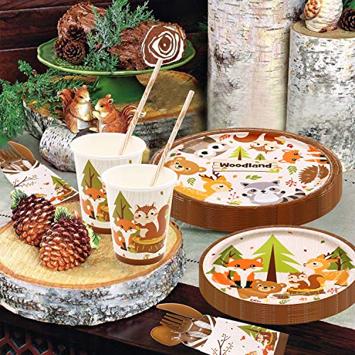image for Nefelibata Woodland Animal Party Tableware Supplies Set Including Bann