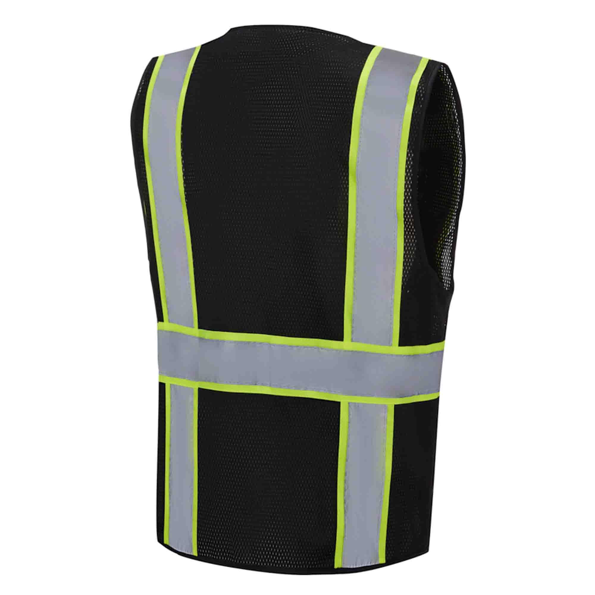 3C Products Deluxe Black Ultra Cool Mesh Safety Vest with Clear ID Pocket (Medium)