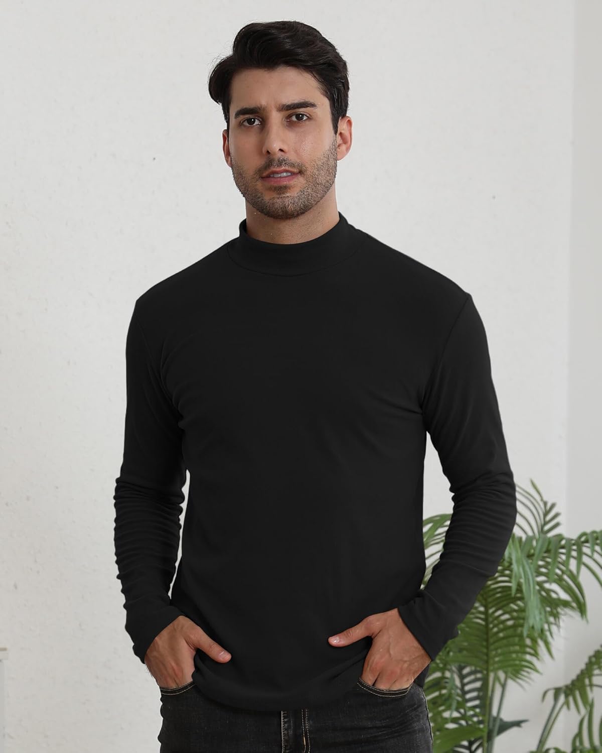 Men's Mock Turtleneck Shirt Long Sleeve Slim Fit Thermal Undershirt Stretch Base Layer - Image 3