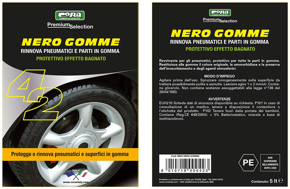 Cora 0042 Nero Gomme Tanica, 5 lt