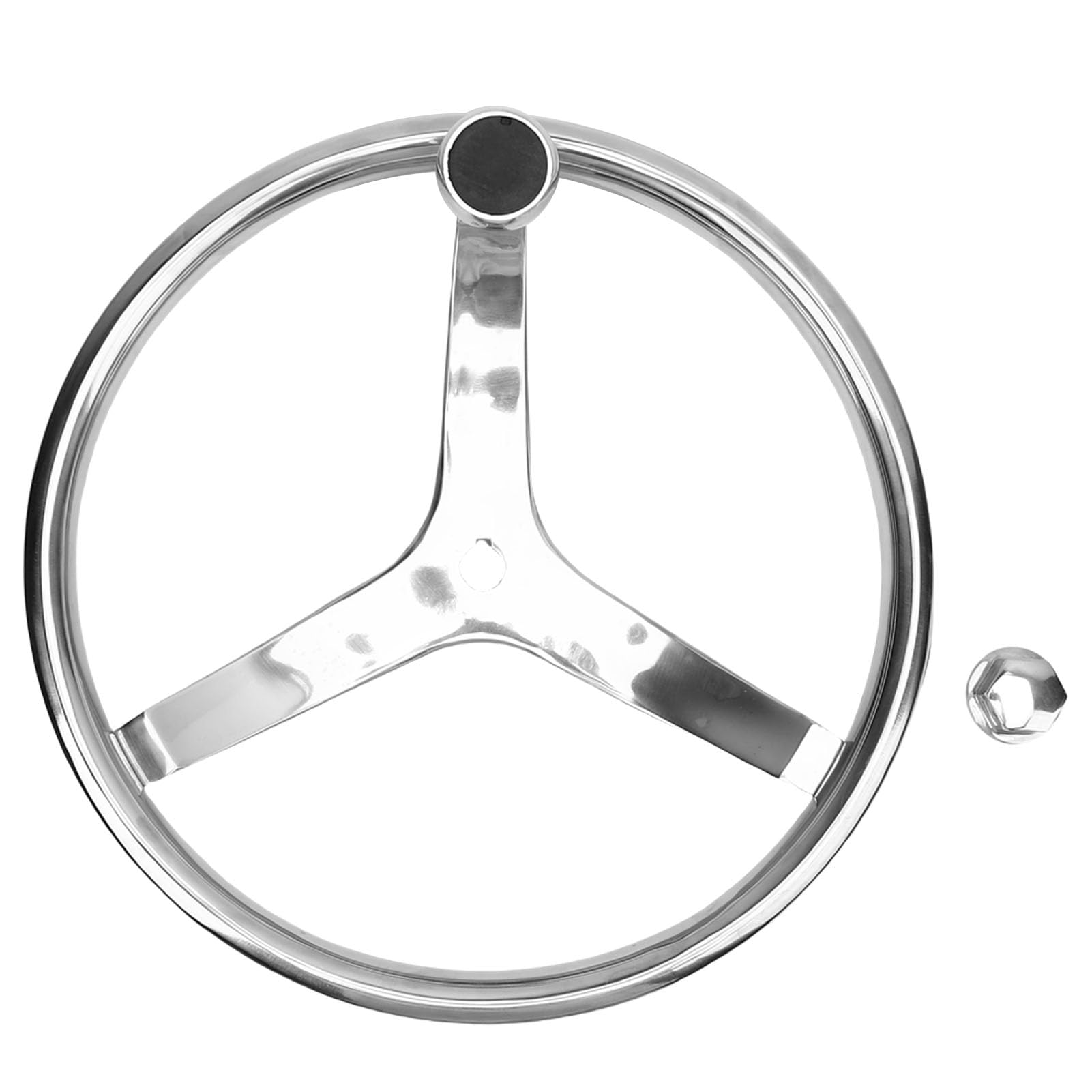 Volante per barca in acciaio inox a 3 razze diametro 33-1/2 pollici volante marino per albero conico da 3/4 pollici con manopola dado 5/8 "-18