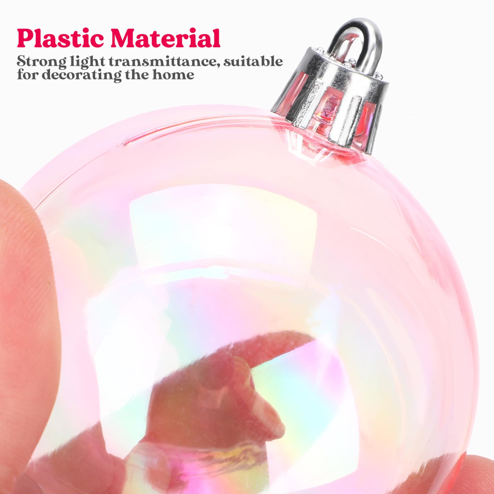 Homoyoyo 12Pcs Iridescent Christmas Balls,Clear Bubble Ornaments Balls Xmas Tree DIY Hanging Ball for Party Decor - Image 3