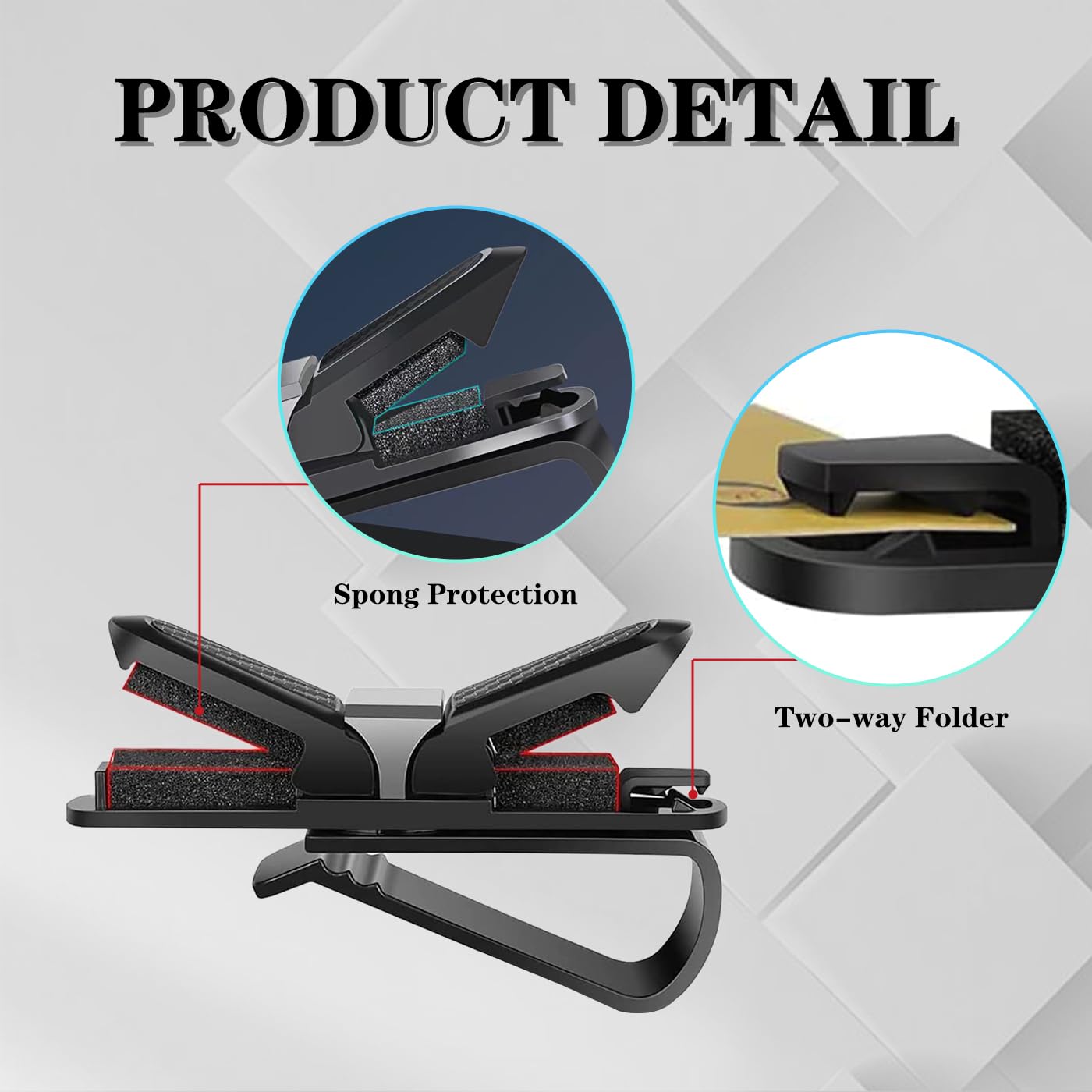 Set 4 Clip Porta Occhiali Per Auto - Ganci Universali Per Visiera Con Rotazione 180° - Foto 9