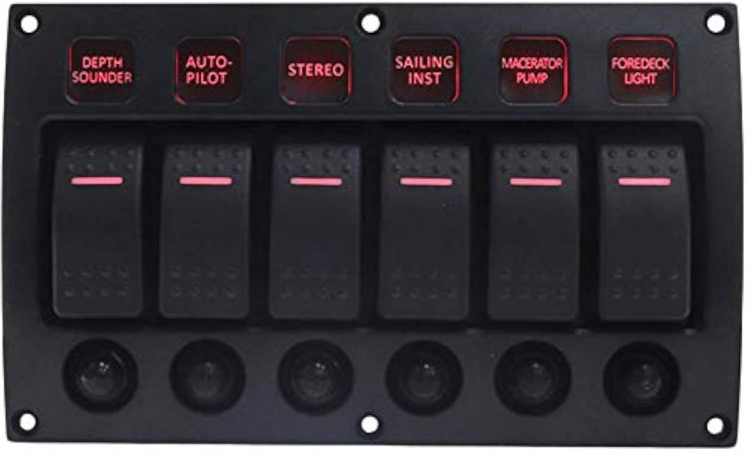 Namvo Boat Car Marine - Panel de conmutación (8 marchas, 3 pines y disyuntor, resistente al agua, 12/24 V, interruptor de aluminio)