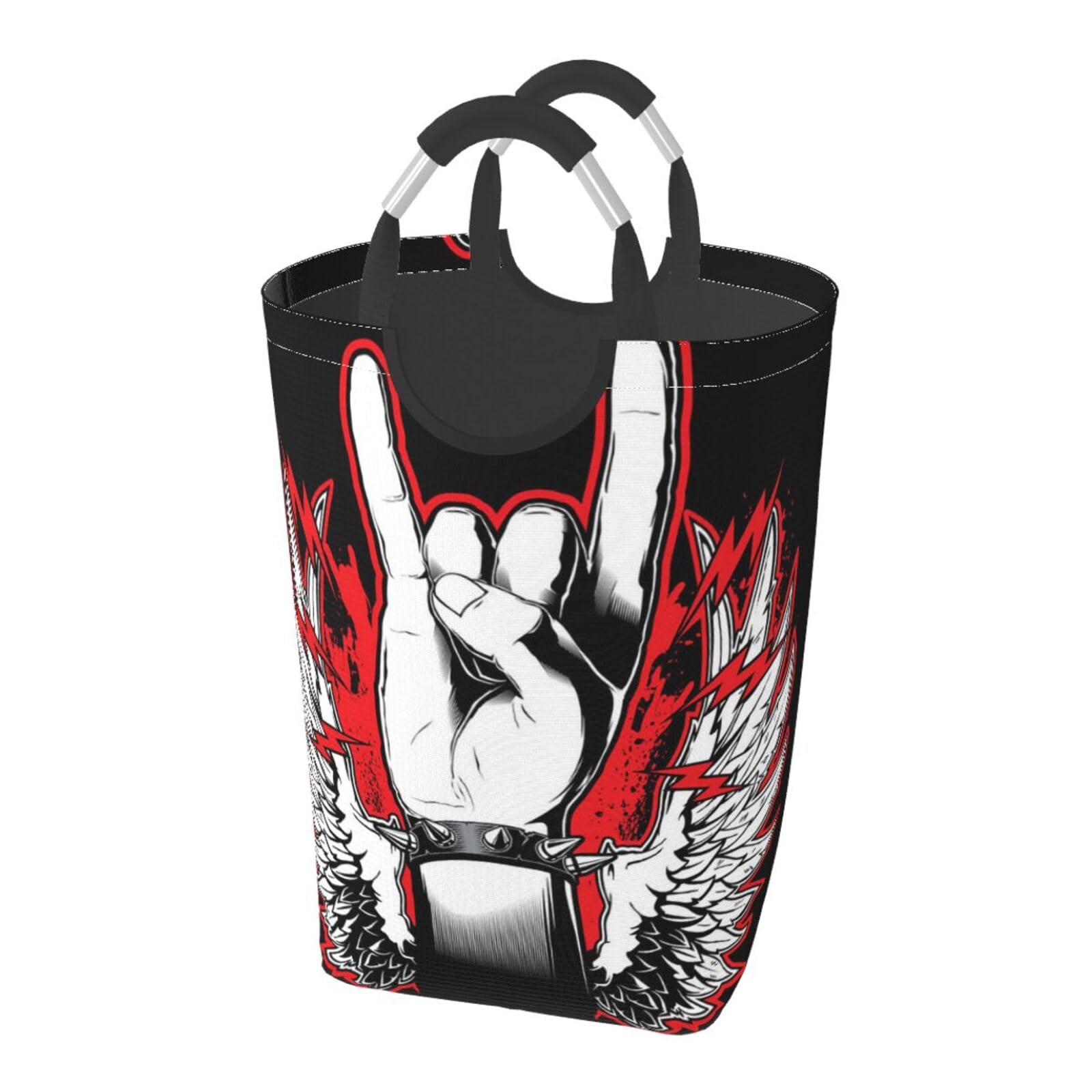 50l Large Laundry Basket Collapsible Laundry Hamper Rock And Roll Hand Clothes Basket Durable Oxford Washing Bin For Bedroom Bathroom