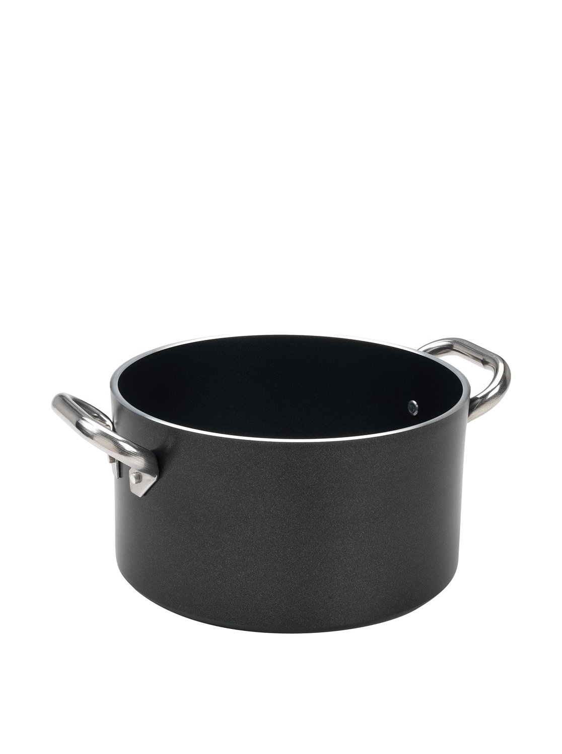 Pentole Agnelli, ALSA2104SS36, Casseruola Alta Alblack con 2 Maniglie in Acciaio Inox, Alluminio, Nero