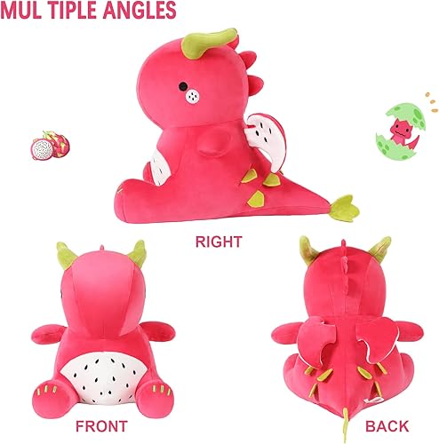 Miniatura 5 de Ditucu Lindos animales de peluche de dinosaurio de fruta del dragón, muñecos de peluche suaves de dinosaurio Pitay, regalos de cumpleaños para niños