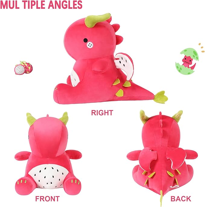 Adorable Dragon Fruit Dinosaur Plush Toy | Cute Dino Stuffed Animal