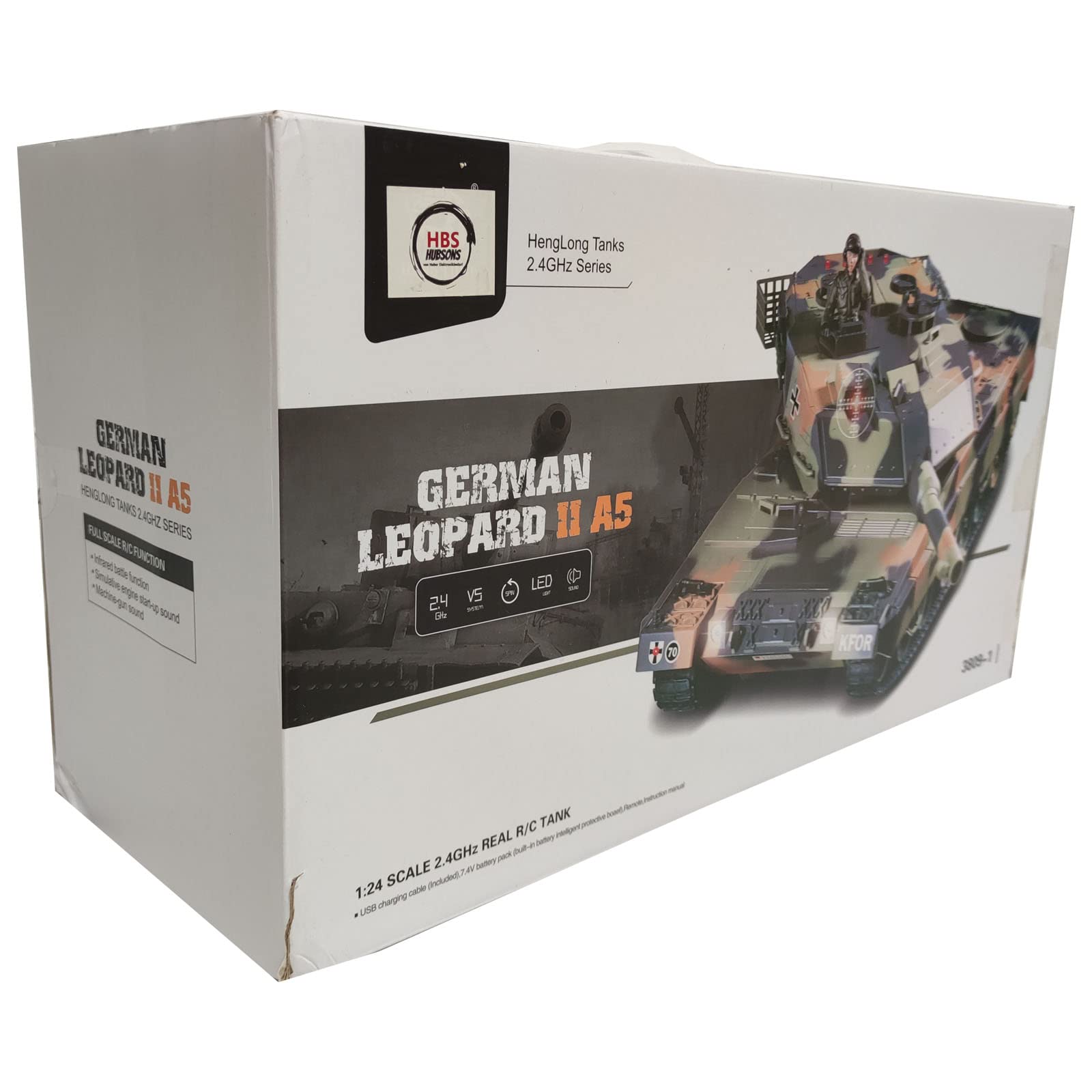 RC Leopard 2A5 - Tanque de combate con sonido, escala 1:24 y 2 sistemas de combate, infrarrojos y disparos de 6 mm