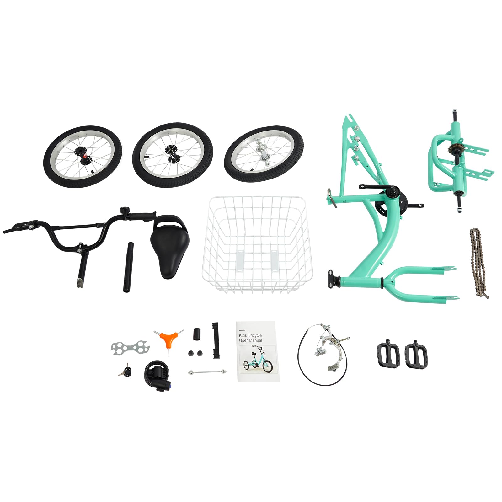 Tricycle pour enfants de 14" - Vitesse unique - 3 roues - Vélo Cruiser - Pour filles et garçons - Avec panier - Loisirs, shopping, pique-niques