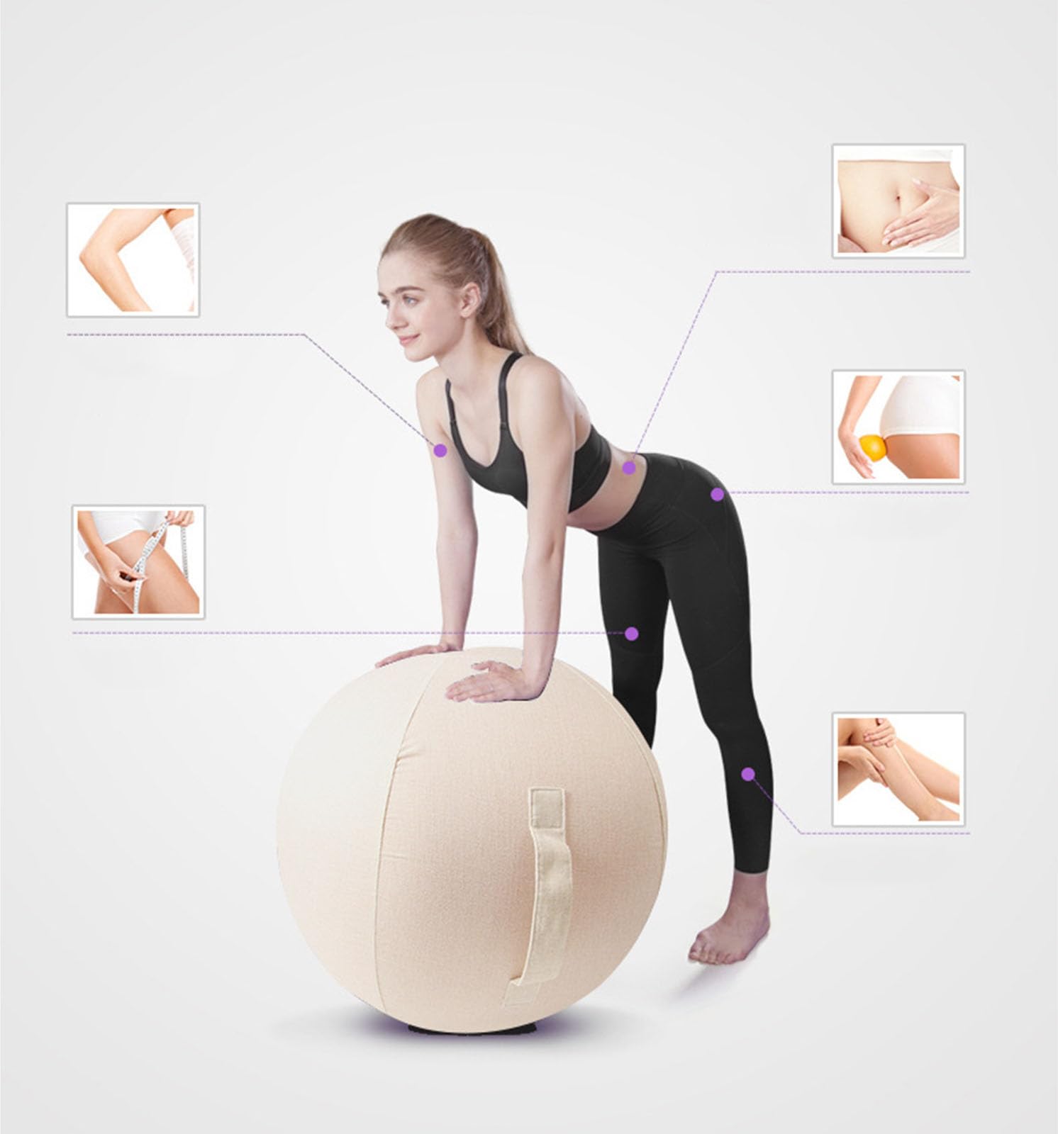 Silla De Pelota De Ejercicio, Funda para Pelota De Fitness, para Oficinas En Casa, Entrenamiento De Equilibrio, Pelota De Yoga,001,55cm