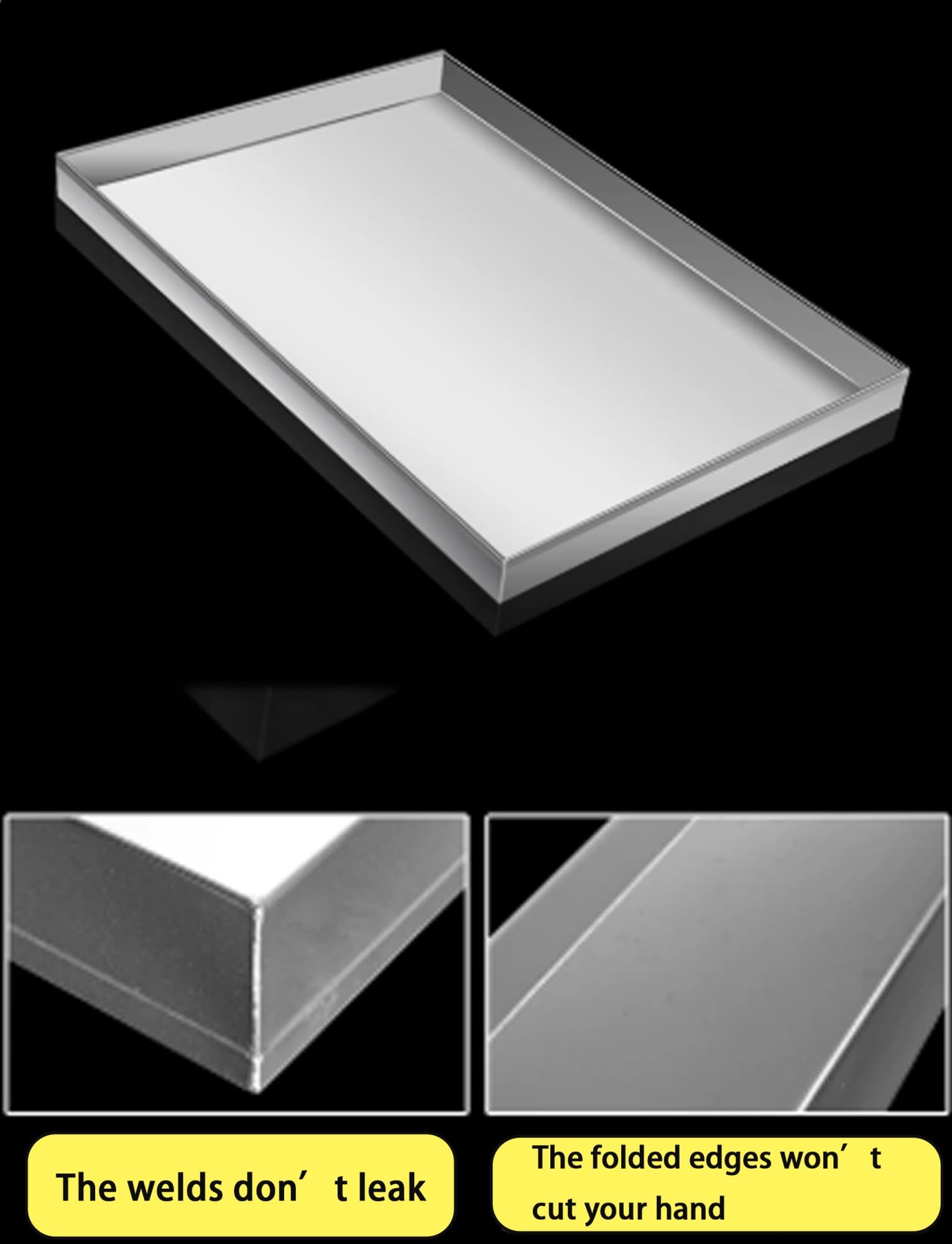 Bandeja recogedora inox 201, rectangular para cocina y equipos | Bandeja antigoteo con bordes elevados for uso en cafeteras, gabinetes, mostradores y equipos(400X400X50mm)