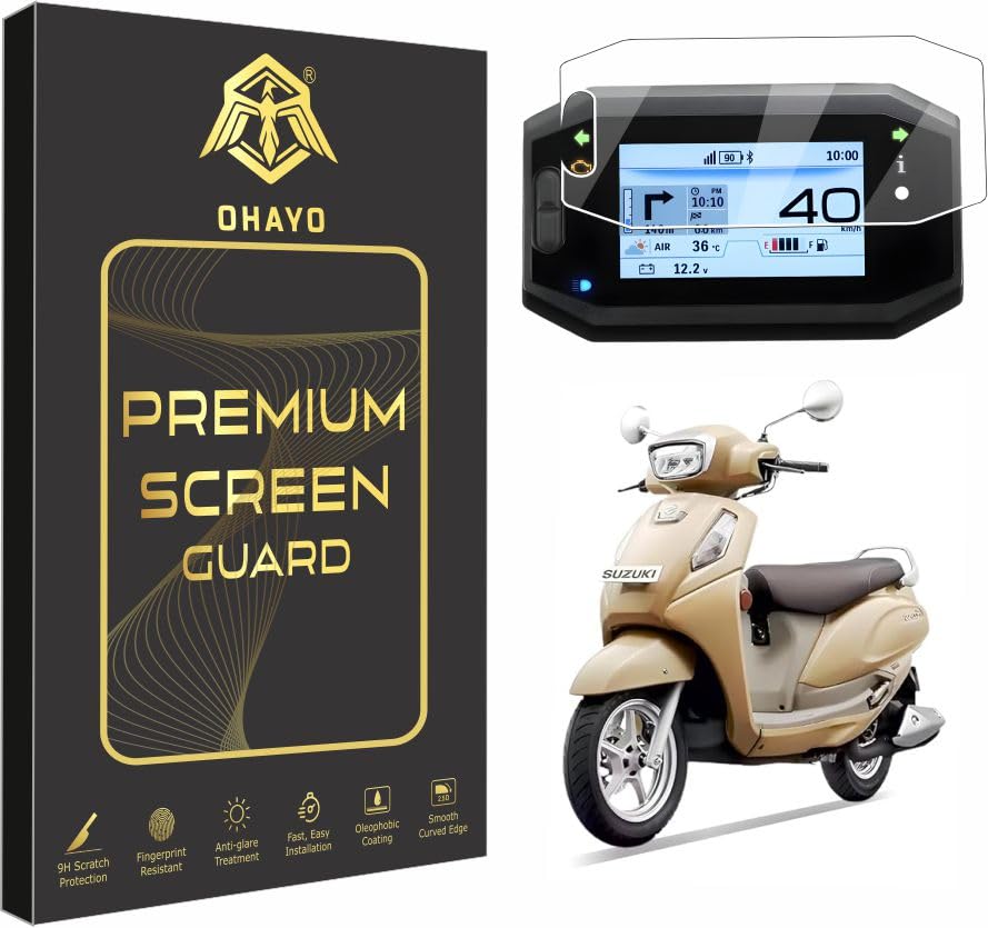 Image of OHAYO 9H Hard Screen Protector for Suzuki Access 125 2025 Ride Connect TFT Display | 5 Inch Color Instrument Cluster Guard | Scratch Resistant, Anti Fingerprint, Bubble-Free | Military Strength Speedometer Protection Film (Pack of 1)