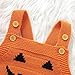 SAYOO Unisex Baby Girl Boy Halloween Romper Knitted Pumkin Face Bubble Sweater Bodysuit Jumpsuit One Piece Playsuit Clothes (Halter Orange, 6-9 Months)