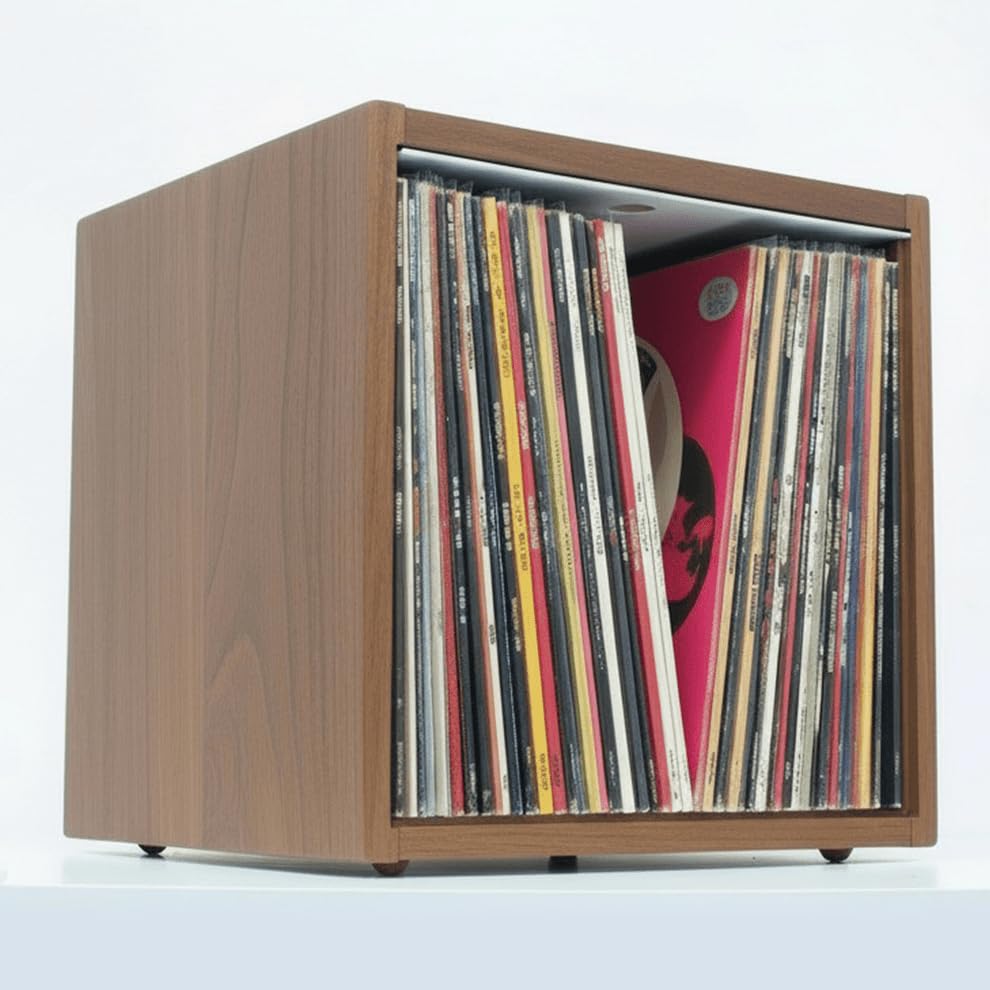 Cajón De Vinilos En Madera Lacada, Estantería Apilable Para Discos De Vinilo, Soporte Compatible Con Tocadiscos Vintage
