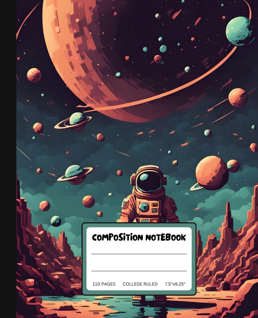 Voxel Space Sci Fi Composition Notebook for Students: College Ruled Notebook with Voxel Space Sci Fi 7.5x9.25", 110 Pages | Cool Students Gift for School, Office & Personal Use