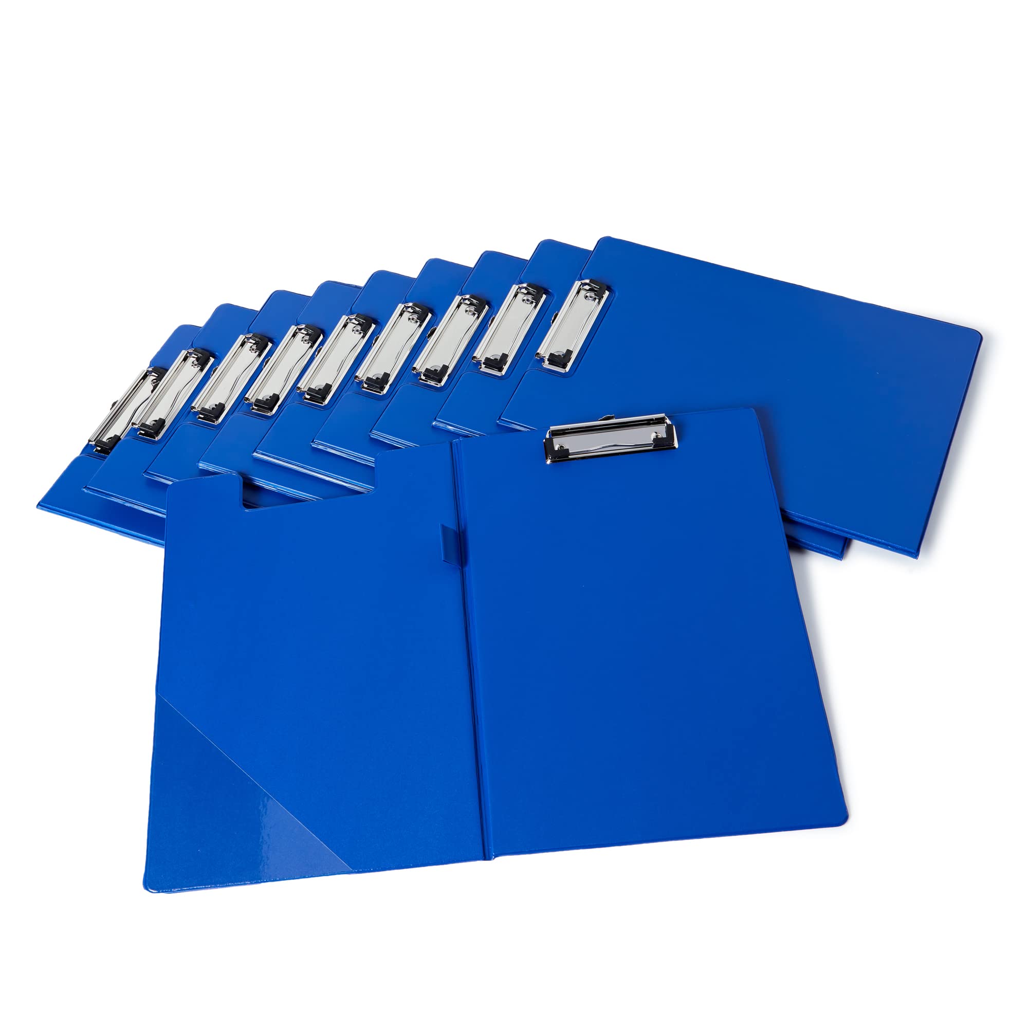A4 Foldover Clipboard with Pen Loop & Internal Pocket โ Blue Document Clipboard Folder for Office, Warehouse & Field Work, Pack of 10