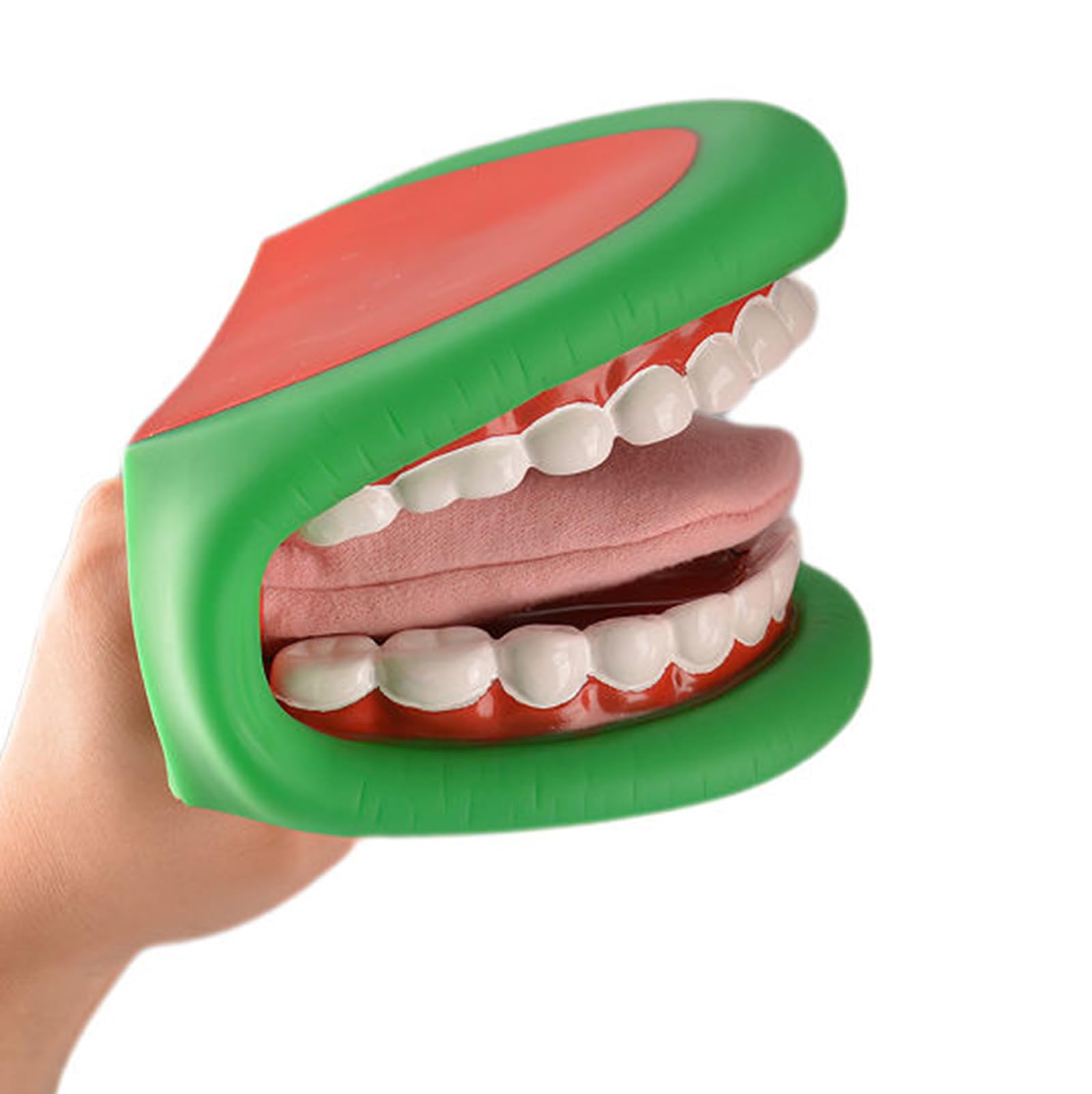 Handpuppen-Modell für Kinder-Sprachtraining - grüne Handpuppe mit Mund und Zunge - für Sprachtherapie, inklusive Zahnbürste