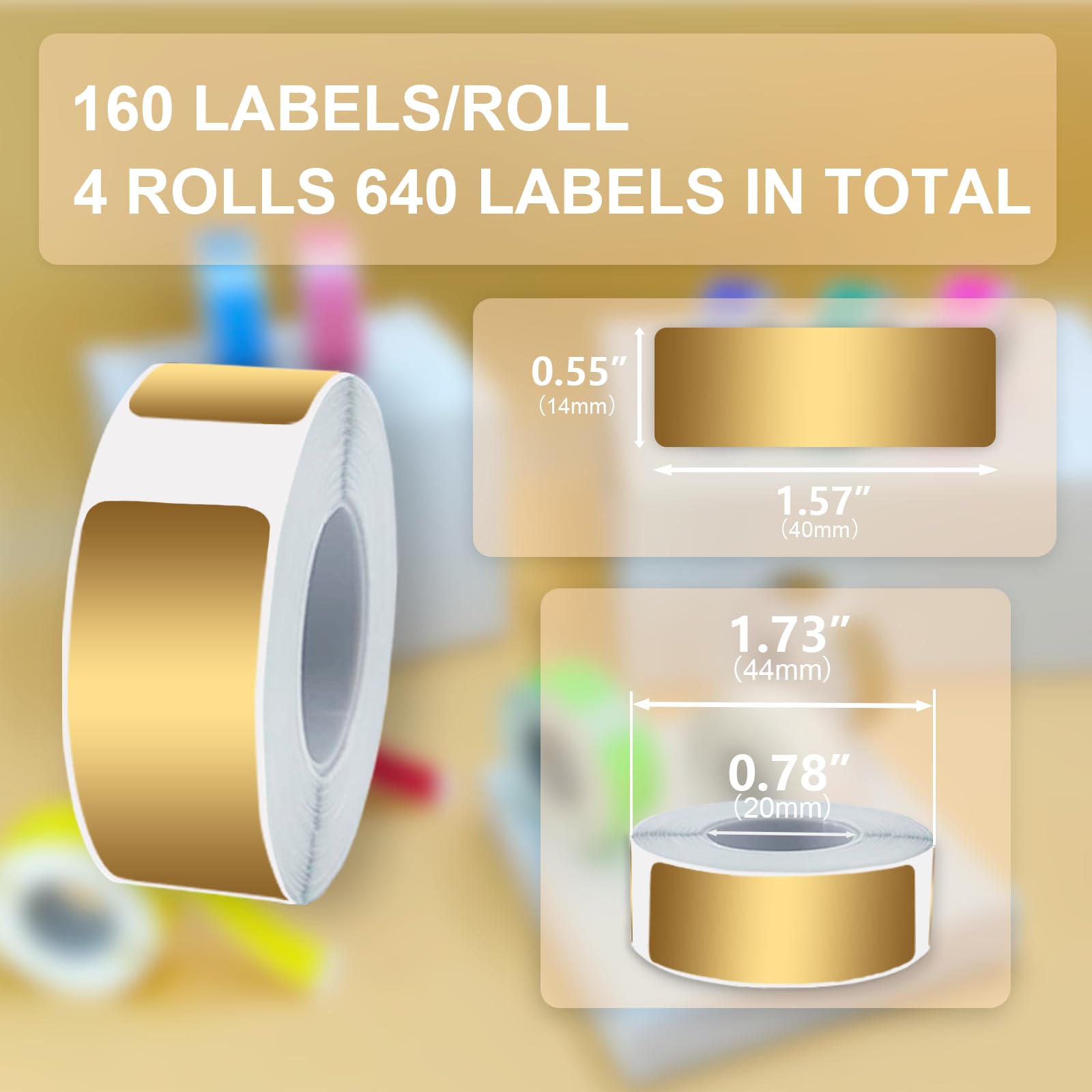 D30 Label Tape Refills - 4 Rolls, 640 Labels Total, 0.55x1.57 Inch Yellow Thermal Paper