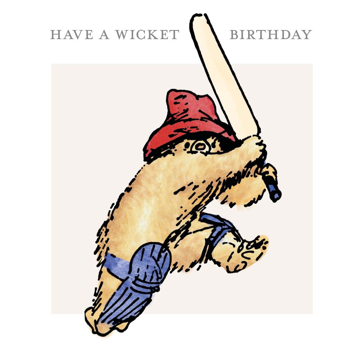 Paddington Bear Plays Cricket - Have a Wicket Birthday - Blank Birthday Card