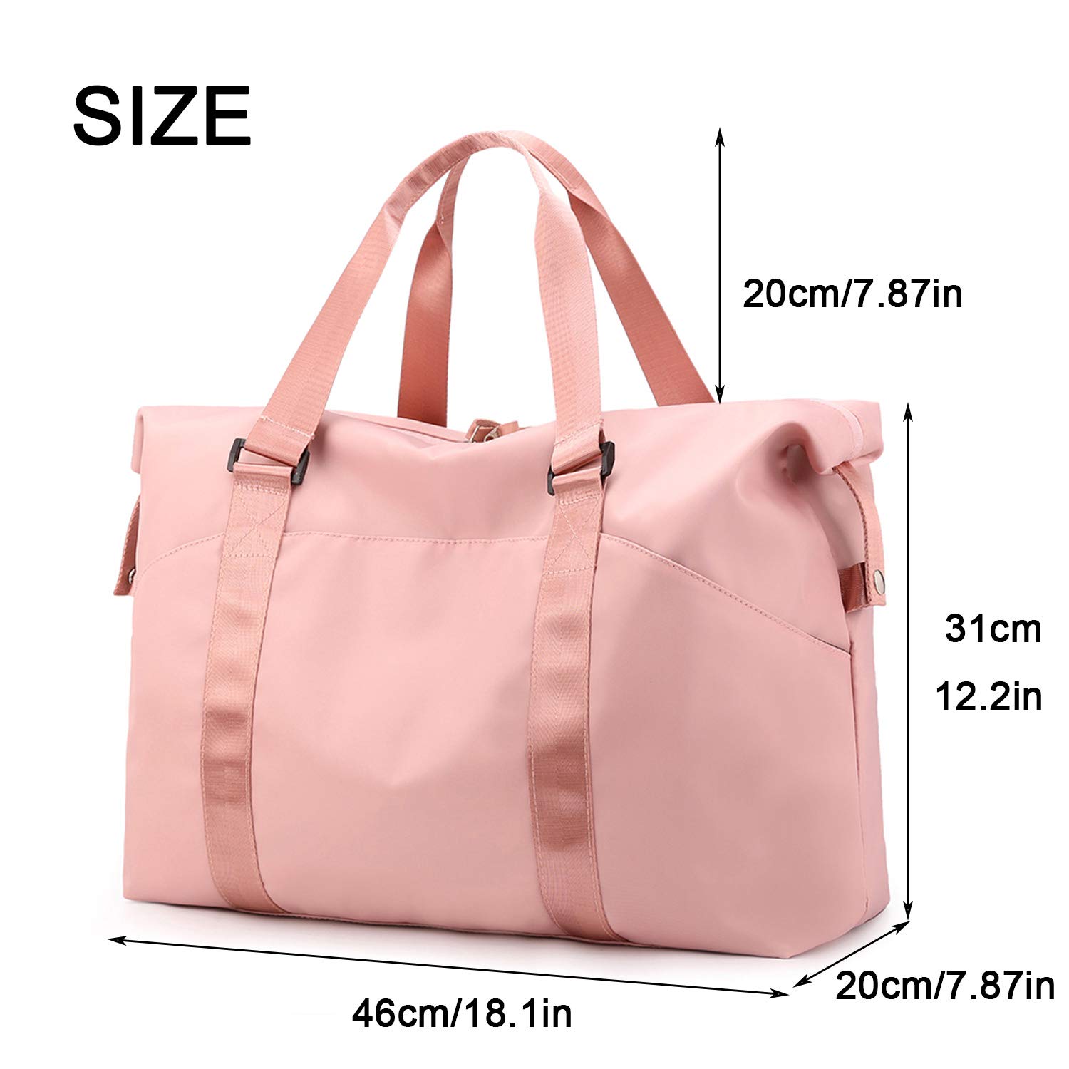 Sporttasche Damen Herren mit Nassfach, Freizeit Handtasche faltbar Gym Tasche Shopping-Bag Weekender Reisetasche
