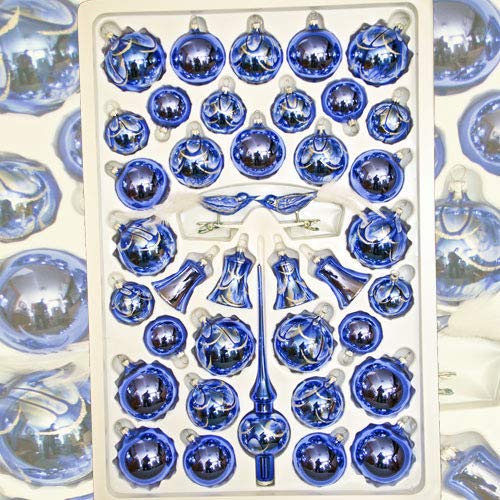 Baumkugelsortiment Naturzeit Blau - Baumschmuckset 39 Teile
